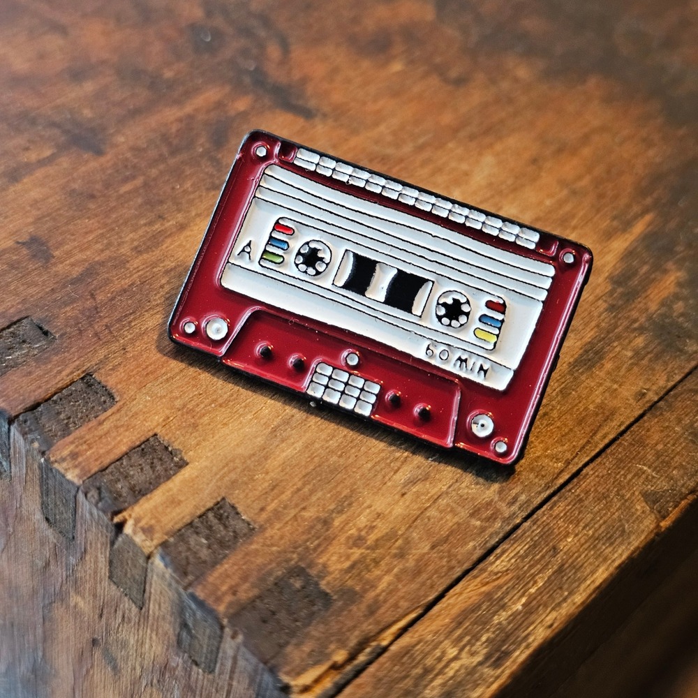 Red Cassette Tape Enamel Pin Unisex OS 60 Min Retro Music 80s 90s